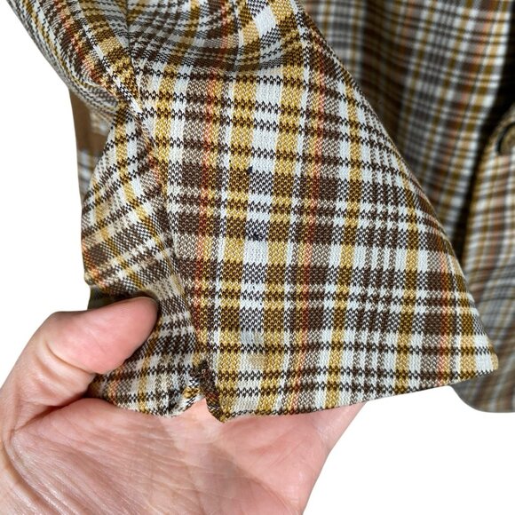 Vintage 70s Montgomery Ward Sport Coat 44L 46L Plaid Check Collegiate Mod Disco - Picture 9 of 16